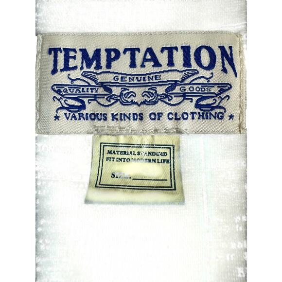 Temptation shirt French newsprint linen blend long sleeve button up blouse Sz M - Picture 6 of 9